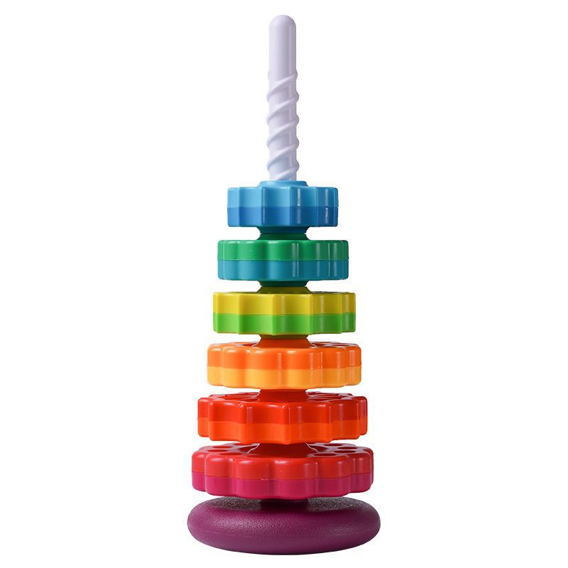 Amazon infant cognitive rainbow rotating tower toy enlightenment early education geometry ring stacking spinning tower