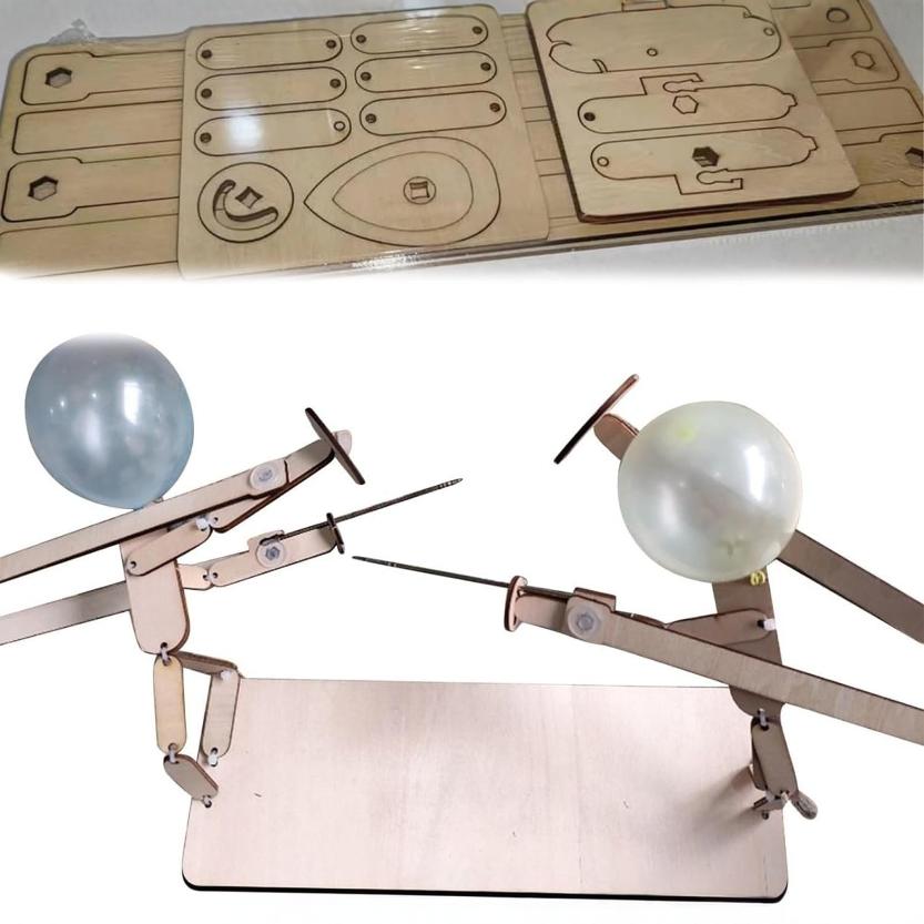 Double battle fencing balloon man toy wooden interactive doll handmade wooden fencing puppet