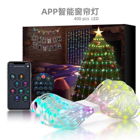 Cross-border APP smart curtain light Bluetooth magic point control leather string light string indoor and outdoor festival DIY decorative light string