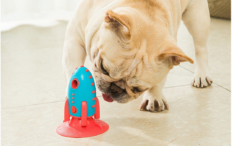 Amazon new product Rocket dog toy Single suction cup Leaking dog chew toy Chew-resistant tooth-cleaning bone pet toy