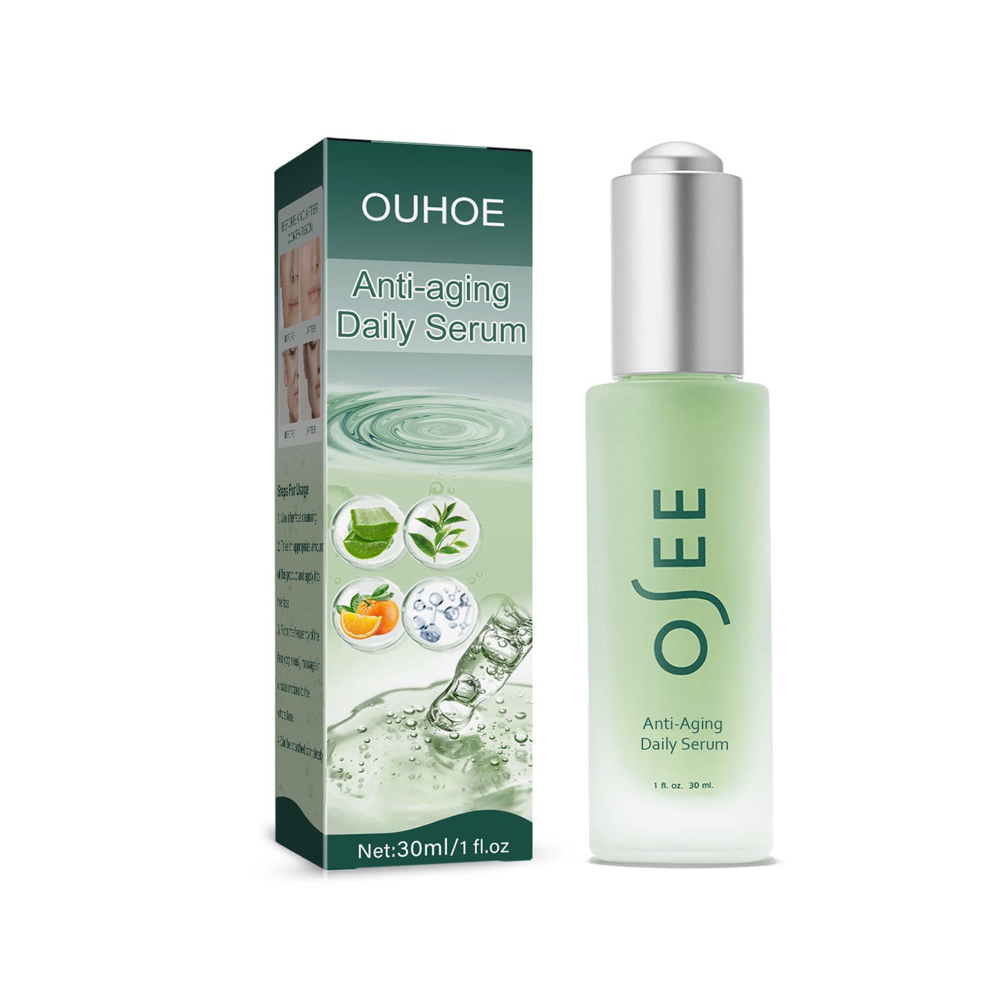 OUHOE deep anti-wrinkle essence fades fine lines around the eyes, nasolabial folds, moisturizes, tightens, rejuvenates and brightens skin tone