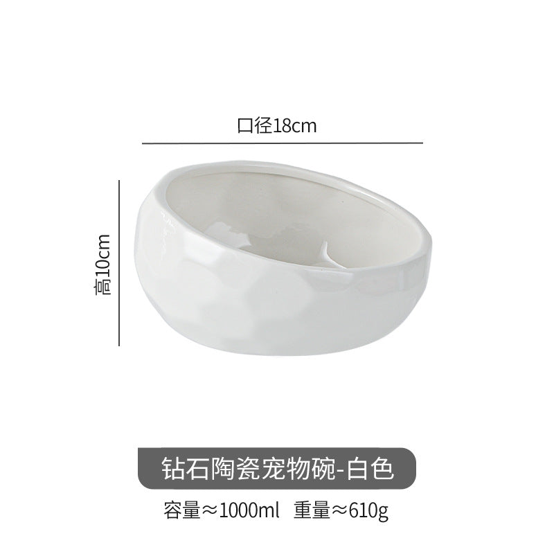 Pet bowl oblique cat bowl food bowl dog bowl French bucket food bowl large capacity high foot oblique bowl large dog ceramic bowl