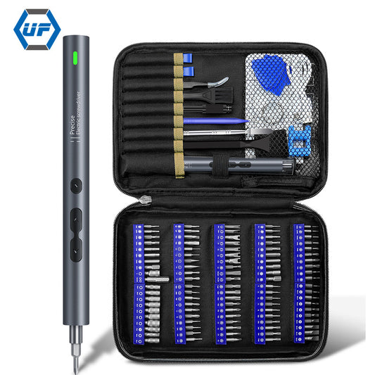 Cross-border hot sale 120 in 1 lithium pen type rechargeable electric screwdriver torque precision repair tool cloth bag