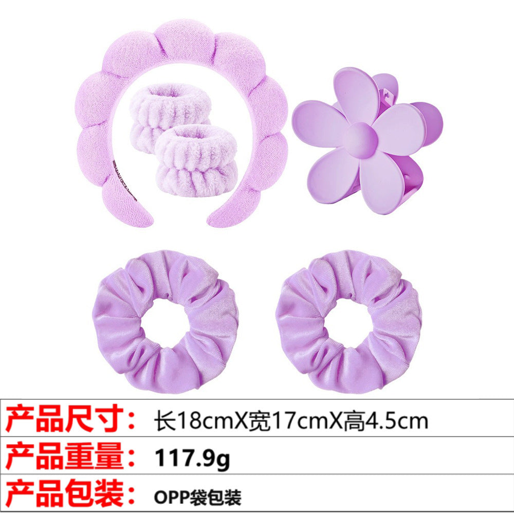 European and American cross-border hot-selling high-top hair accessories for women to wash their faces and bathe, cloud sponge headbands for makeup removal and hair ties