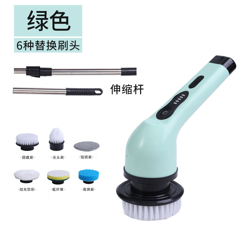 Cross-border household kitchen bathroom glass long and short dual-purpose brush handheld powerful electric multi-functional cleaning brush artifact