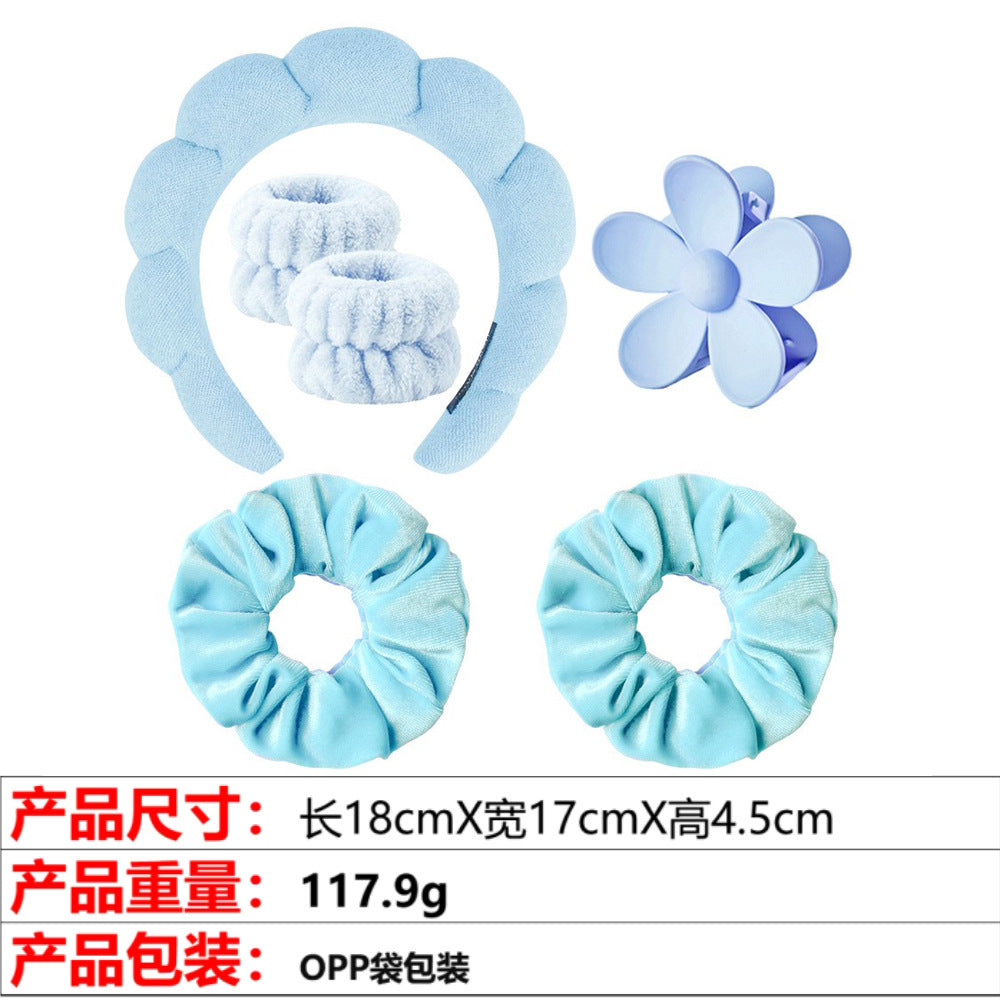 European and American cross-border hot-selling high-top hair accessories for women to wash their faces and bathe, cloud sponge headbands for makeup removal and hair ties