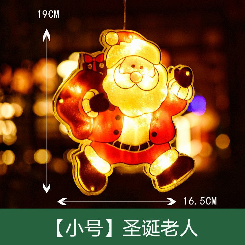 Cross-border Amazon Christmas Lights Window Stickers Hanging Lights Christmas Decorative Lights Window Shop LED Sucker Lights Small Lanterns