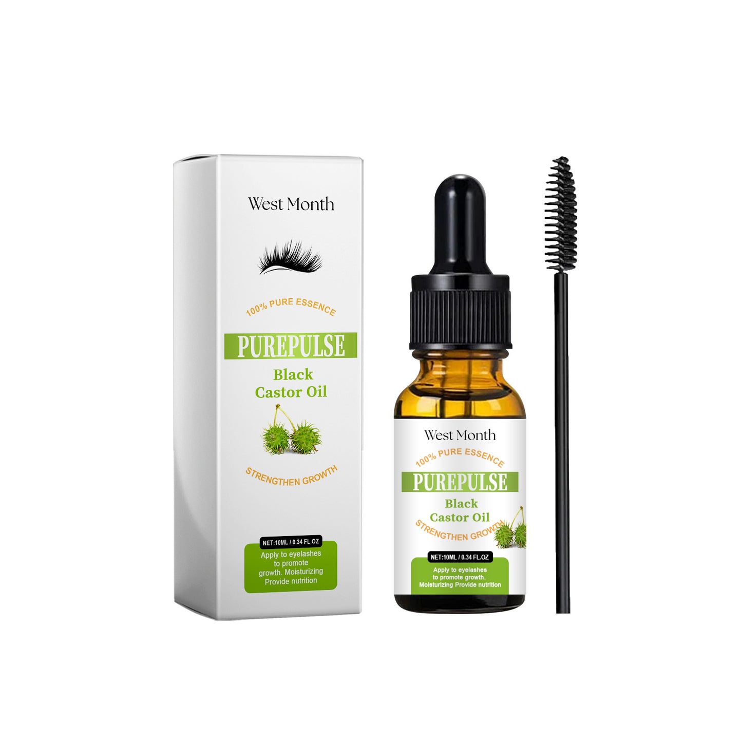 West Month Black Castor Oil for Eyelashes Curl up black and beautiful, gentle and traceless mascara