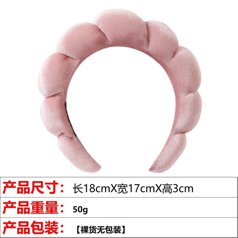 European and American cross-border hot-selling high-top hair accessories for women to wash their faces and bathe, cloud sponge headbands for makeup removal and hair ties