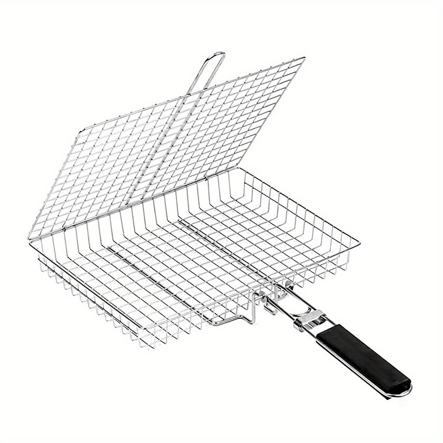 BBQ stainless steel folding handle barbecue clip outdoor multi-function barbecue net grilled fish and vegetable rack barbecue tools
