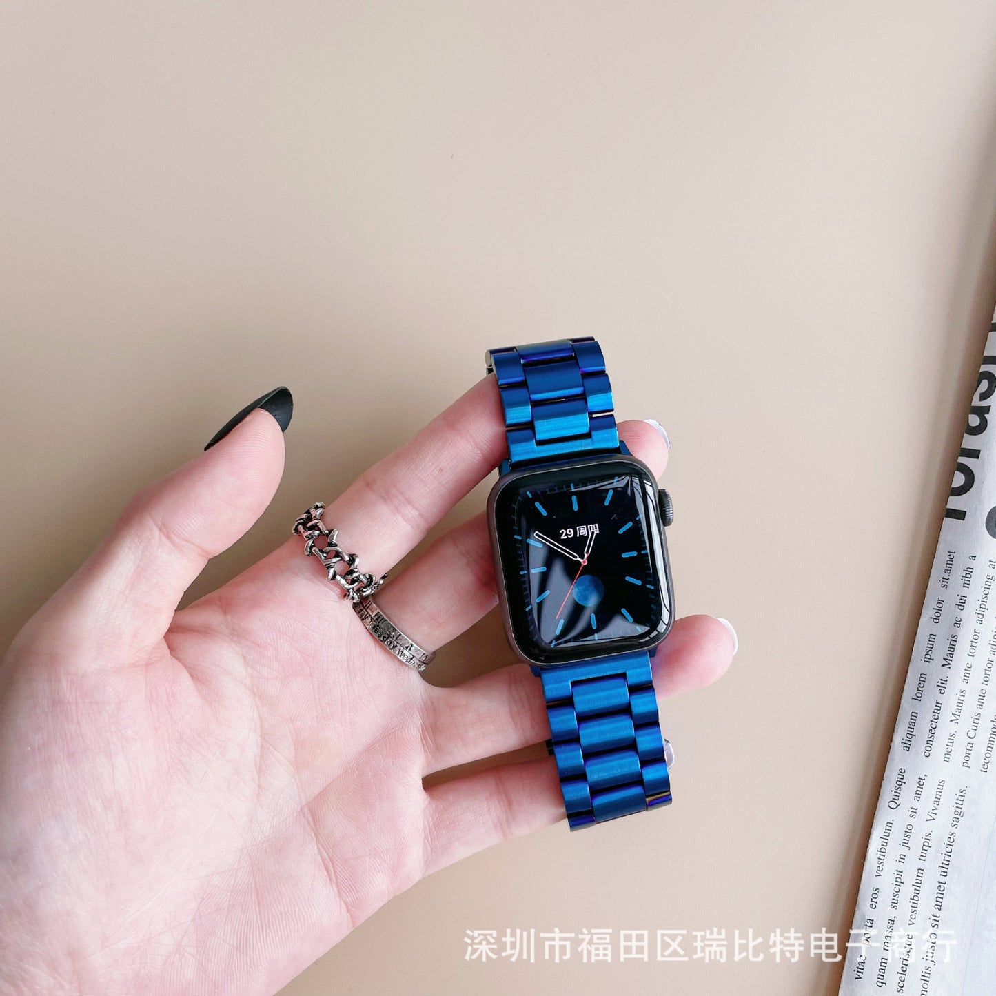 Suitable for Apple Watch 7 Apple Watch iwatch654321SE Metal Strap Stainless Steel Strap Chain