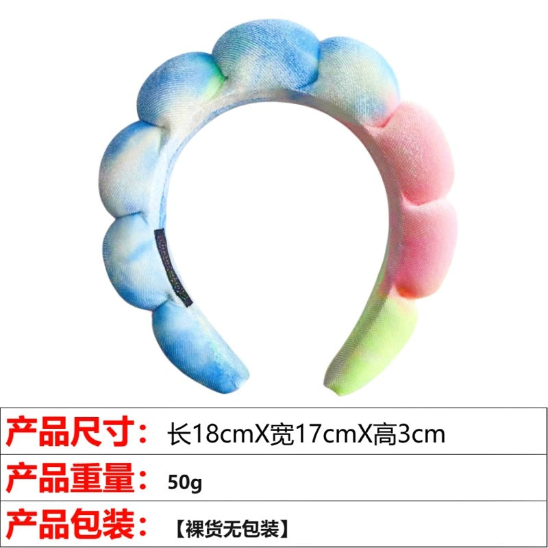 European and American cross-border hot-selling high-top hair accessories for women to wash their faces and bathe, cloud sponge headbands for makeup removal and hair ties