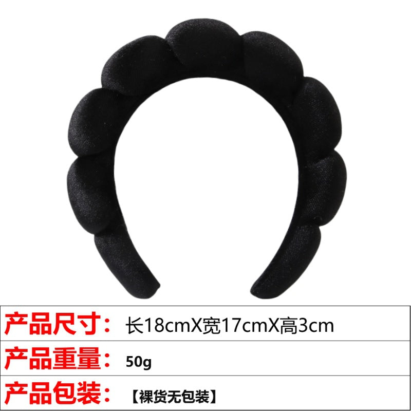 European and American cross-border hot-selling high-top hair accessories for women to wash their faces and bathe, cloud sponge headbands for makeup removal and hair ties