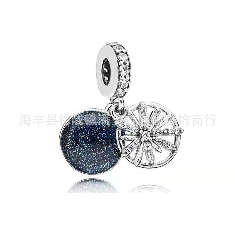 Panjia beads sterling silver S925 blue starry sky pendant pumpkin car dream catcher ocean heart beaded beads pendant