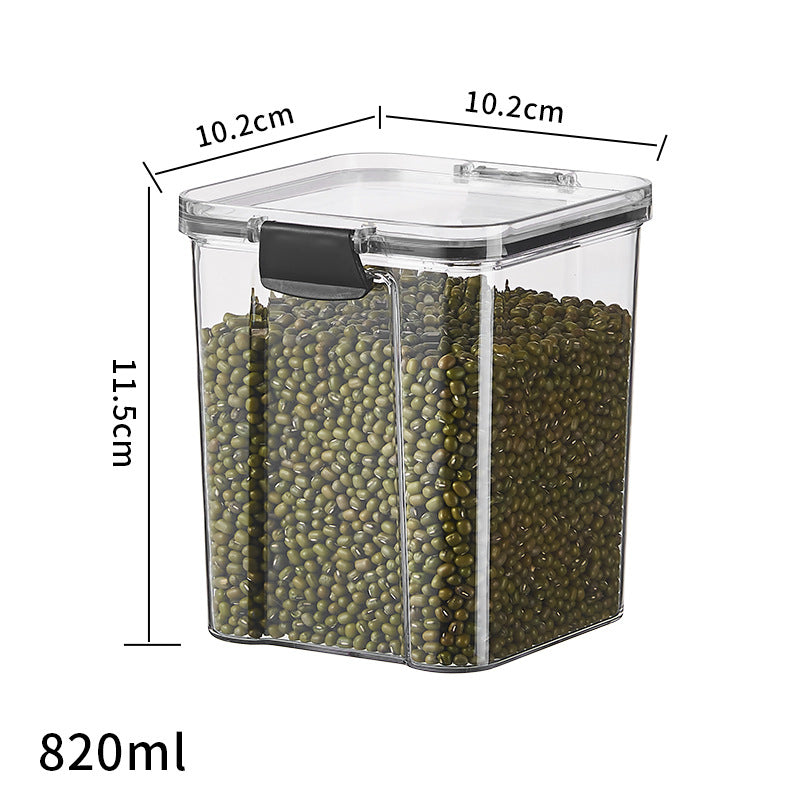 Square flower tea packaging box, 460ml, four-compartment plastic airtight container, food-grade storage box.