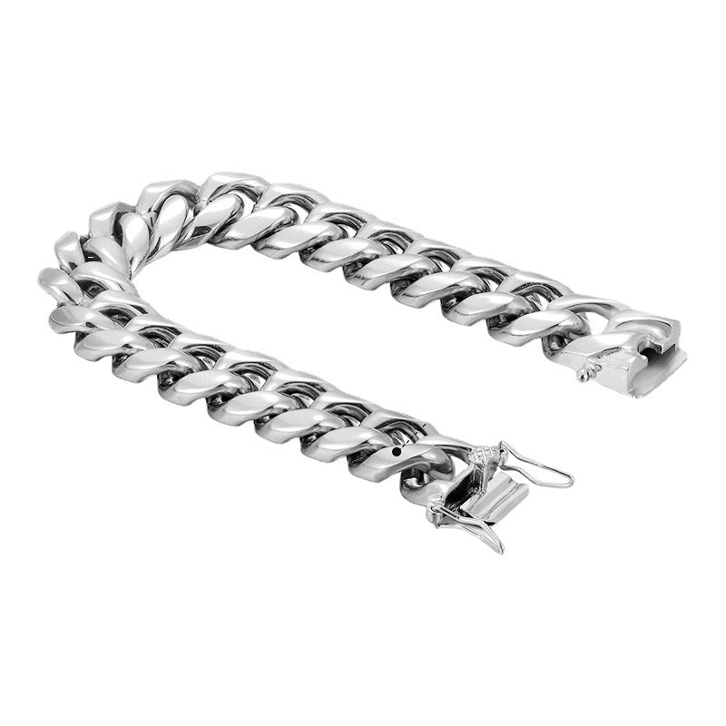 Factory direct sales of European and American hip-hop jewelry, trendy hiphop titanium steel bracelet, personalized and versatile stainless steel Cuban chain